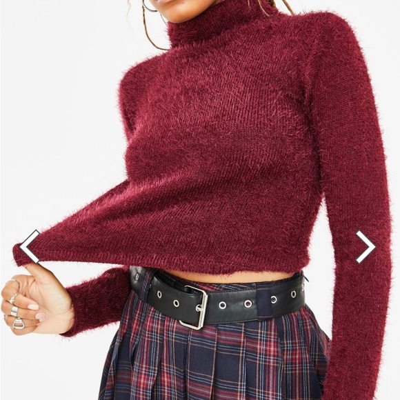 Dolls kill Current Mood burgundy fuzzy sweater - Picture 3 of 4